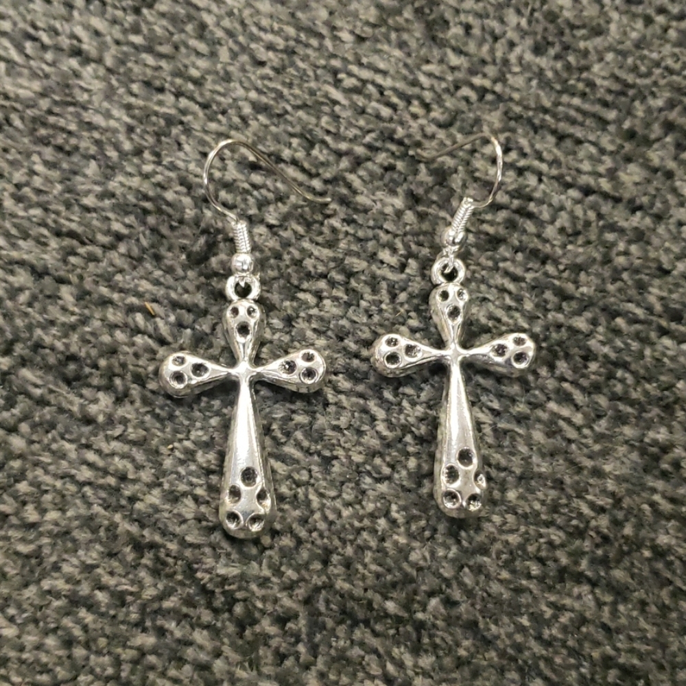 Silver cross earings